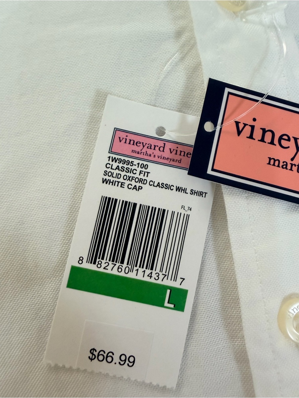 Vineyard Vines White Oxford Men's Button-Down Shirt/ Classic/ Whale Logo- Large - Picture 3 of 10